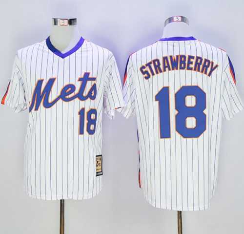 New York Mets #18 Darryl Strawberry Mitchell and Ness Stitched White Blue Strip Throwback Jersey,We sell and wholesale New York Mets #18 Darryl Strawberry Mitchell and Ness Stitched White Blue Strip Throwback Jersey on line form chian!
